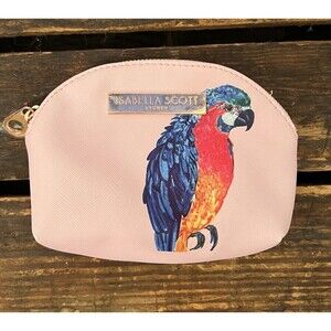 🍄 5/$25 ISABELLA SCOTT Cosmetic Zip Up Bag Parrot Macaw Bird Colorful NWOT